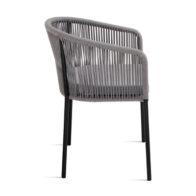 Hellgrauer Seilstuhl mit Metallstruktur JOAN 2 Stühle