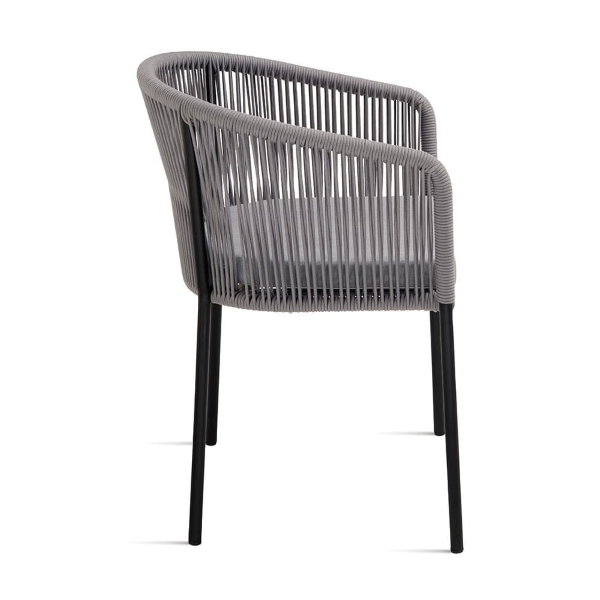 Hellgrauer Seilstuhl mit Metallstruktur JOAN 2 Stühle