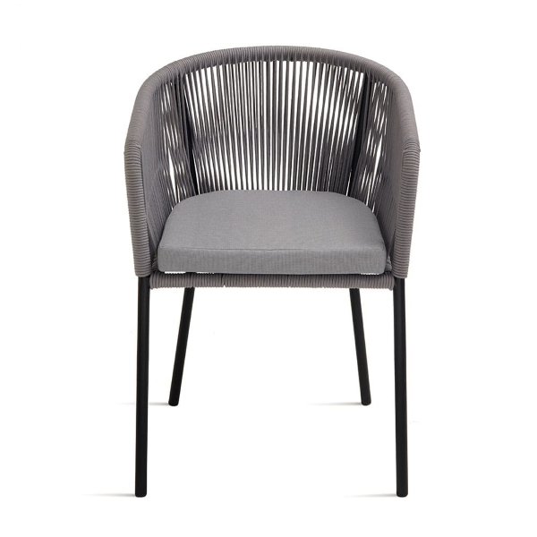 Hellgrauer Seilstuhl mit Metallstruktur JOAN 2 Stühle