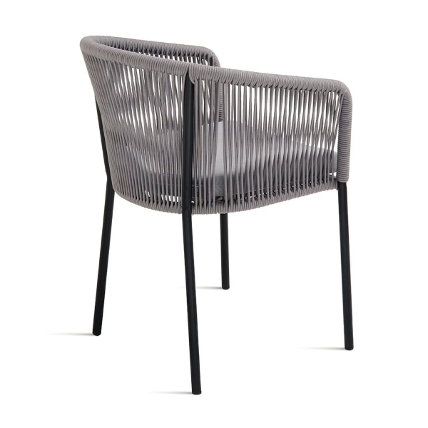 Hellgrauer Seilstuhl mit Metallstruktur JOAN 2 Stühle