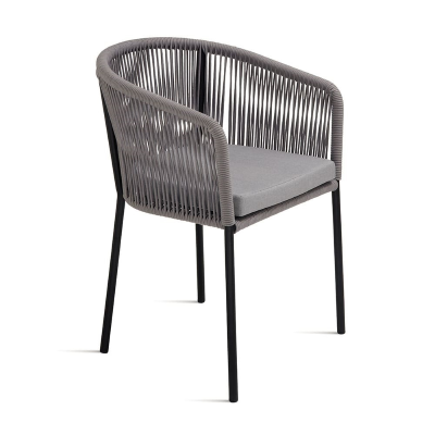 Hellgrauer Seilstuhl mit Metallstruktur JOAN 2 Stühle