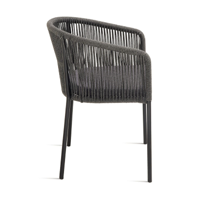 Dunkelgrauer Seilstuhl mit Metallstruktur JOAN 2 Stühle