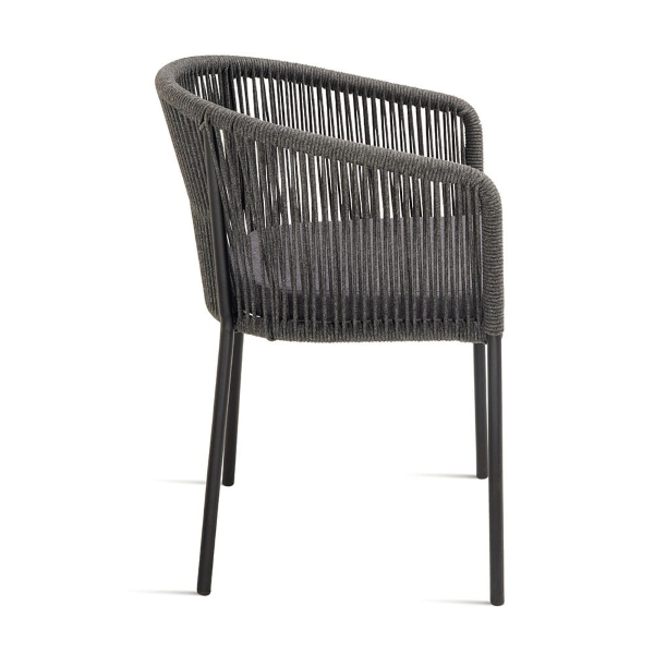 Dunkelgrauer Seilstuhl mit Metallstruktur JOAN 2 Stühle