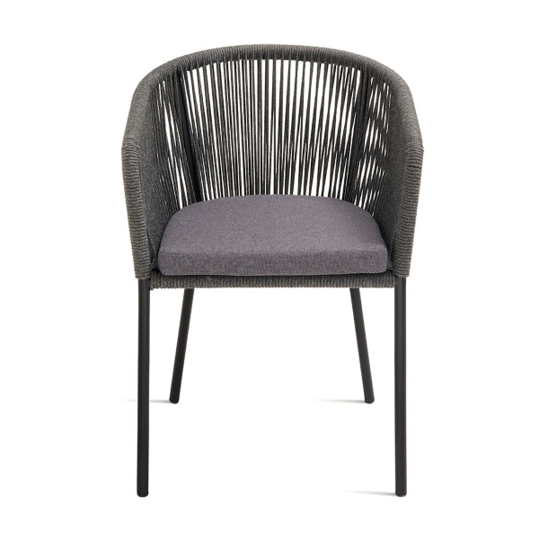 Dunkelgrauer Seilstuhl mit Metallstruktur JOAN 2 Stühle