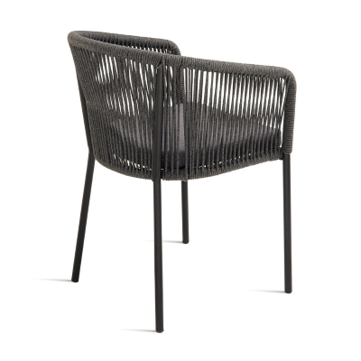 Dunkelgrauer Seilstuhl mit Metallstruktur JOAN 2 Stühle