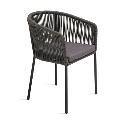 Dunkelgrauer Seilstuhl mit Metallstruktur JOAN 2 Stühle