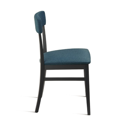 Blauer Stoffstuhl mit Holzstruktur LIPSIA 2 Stühle