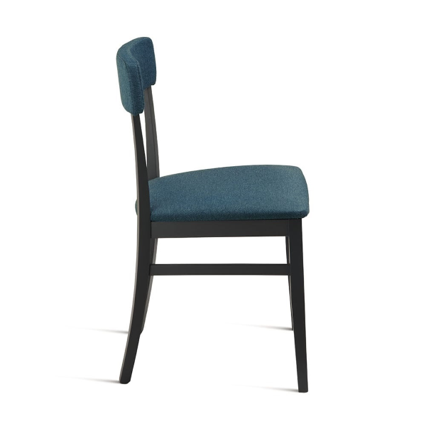 Blauer Stoffstuhl mit Holzstruktur LIPSIA 2 Stühle