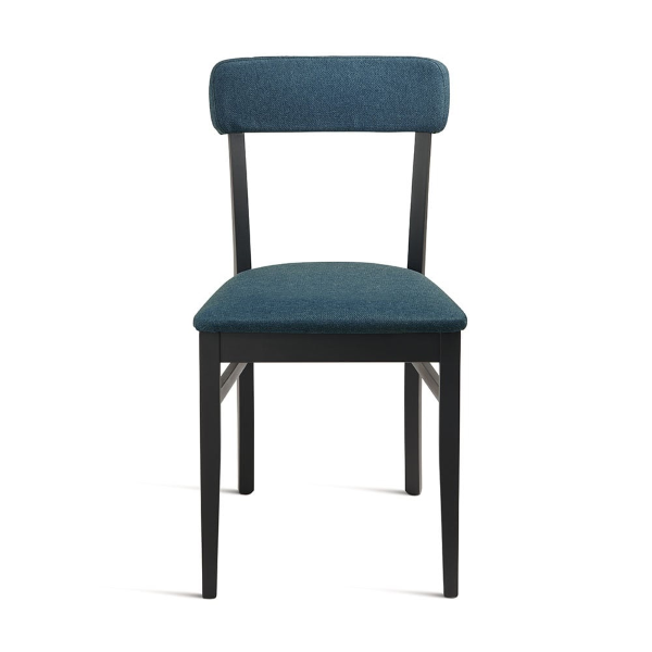 Blauer Stoffstuhl mit Holzstruktur LIPSIA 2 Stühle
