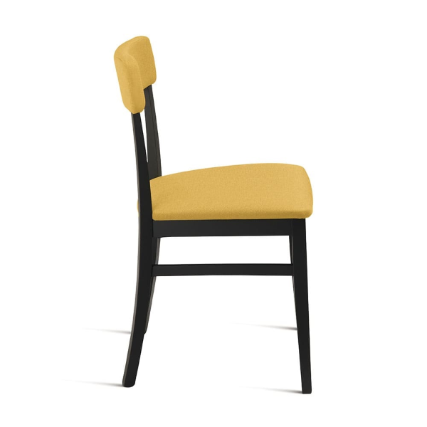 Chaise en tissu jaune structure en bois LIPSIA 2 chaises