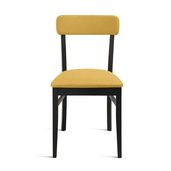 Chaise en tissu jaune structure en bois LIPSIA 2 chaises