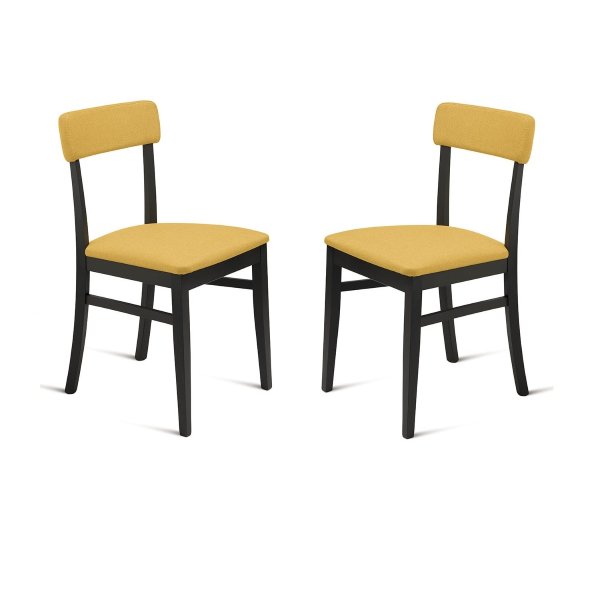 Chaise en tissu jaune structure en bois LIPSIA 2 chaises
