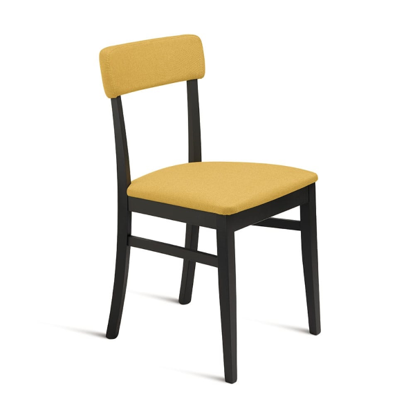 Chaise en tissu jaune structure en bois LIPSIA 2 chaises