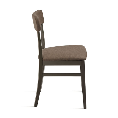 Chaise en éco-cuir marron structure en bois LIPSIA 2 chaises