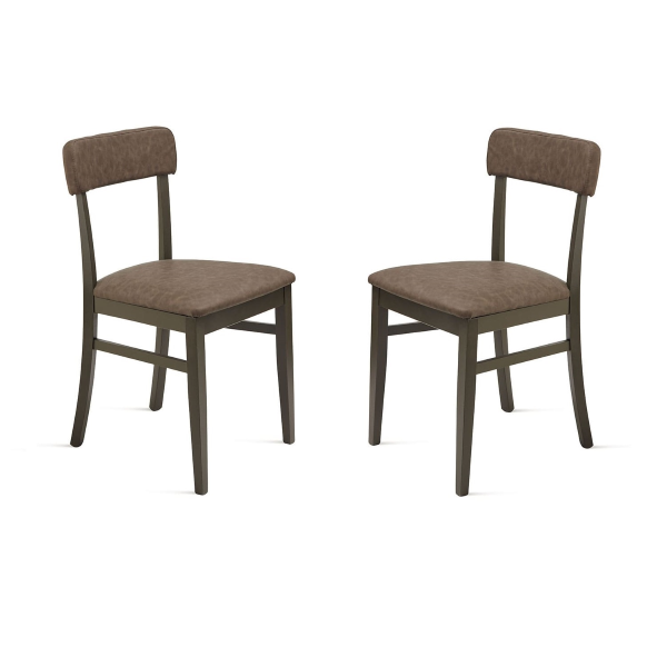 Chaise en éco-cuir marron structure en bois LIPSIA 2 chaises