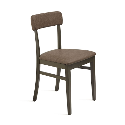 Chaise en éco-cuir marron structure en bois LIPSIA 2 chaises