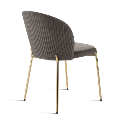 Grauer Samtstuhl mit goldener Metallstruktur MEGAN 2 Stühle