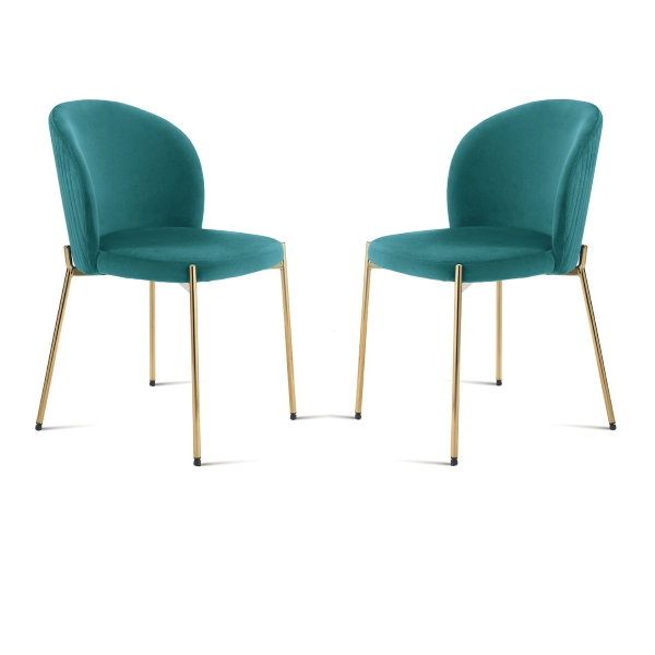 Topazio-Samtstuhl mit goldfarbener Metallstruktur MEGAN 2 Stühle