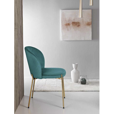 Topazio-Samtstuhl mit goldfarbener Metallstruktur MEGAN 2 Stühle