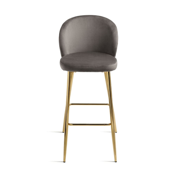 Tabouret en velours gris structure métal doré MEGAN 2 pièces