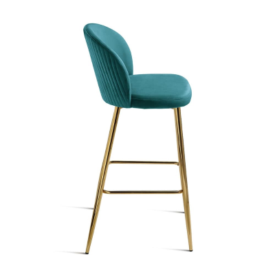 Tabouret velours topaze structure métal doré MEGAN 2 pièces