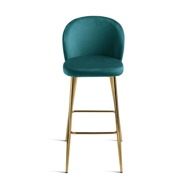 Tabouret velours topaze structure métal doré MEGAN 2 pièces