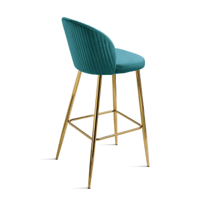 Tabouret velours topaze structure métal doré MEGAN 2 pièces