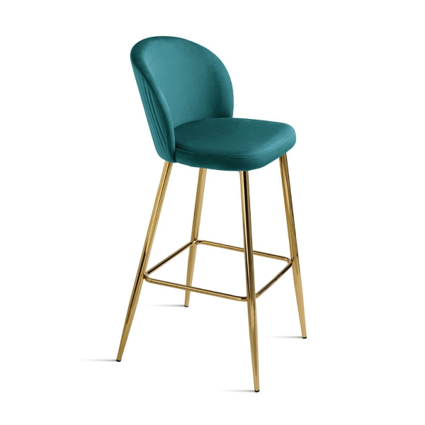 Tabouret velours topaze structure métal doré MEGAN 2 pièces