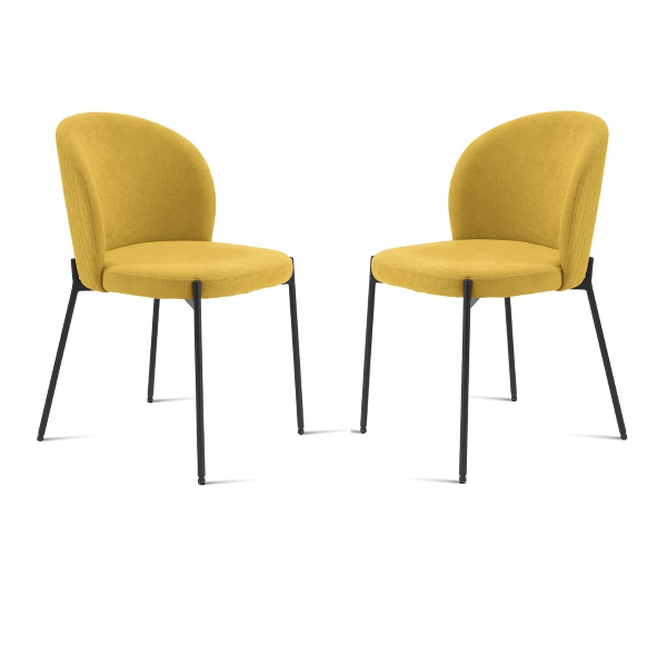 Chaise en tissu jaune structure métal MEGGIE 2 chaises