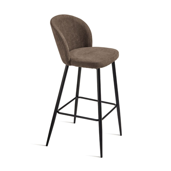 Tabouret en tissu marron avec structure en métal MEGGIE 2 pièces