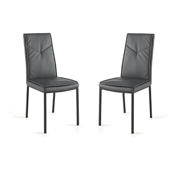 Esszimmerstuhl aus anthrazitfarbenem Kunstleder - VIVIENNE 2 Stühle