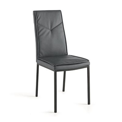 Esszimmerstuhl aus anthrazitfarbenem Kunstleder - VIVIENNE 2 Stühle