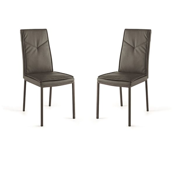 Chaise de salle à manger en éco-cuir marron - VIVIENNE 2 chaises