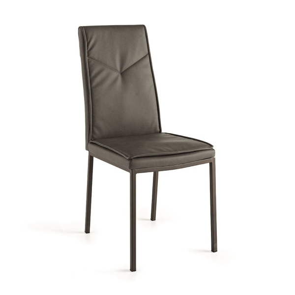 Chaise de salle à manger en éco-cuir marron - VIVIENNE 2 chaises