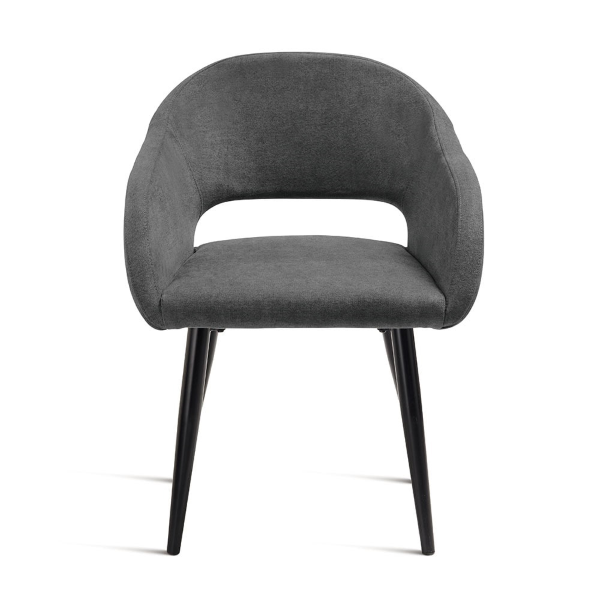 Gepolsterter Stuhl aus anthrazitfarbenem Stoff mit Metallstruktur WEST 2 Stühle
