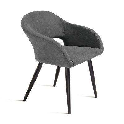 Gepolsterter Stuhl aus anthrazitfarbenem Stoff mit Metallstruktur WEST 2 Stühle