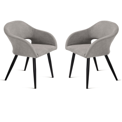 Silla acolchada en tela gris claro con estructura metálica WEST 2 sillas