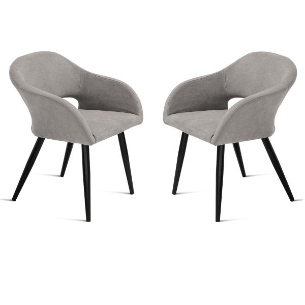 Silla acolchada en tela gris claro con estructura metálica WEST 2 sillas