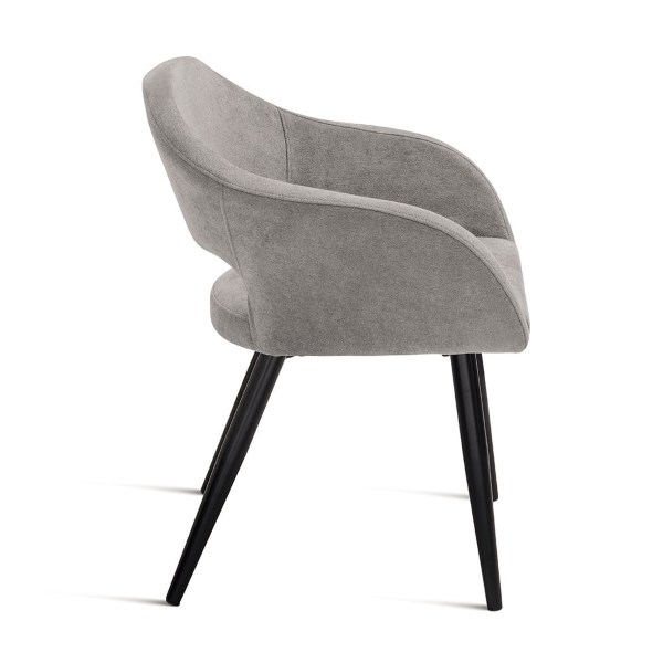 Silla acolchada en tela gris claro con estructura metálica WEST 2 sillas