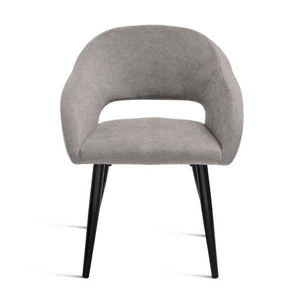 Silla acolchada en tela gris claro con estructura metálica WEST 2 sillas