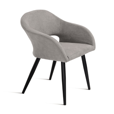 Silla acolchada en tela gris claro con estructura metálica WEST 2 sillas