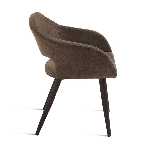 Gepolsterter Stuhl aus braunem Stoff mit Metallstruktur WEST 2 Stühle