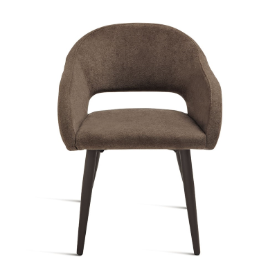 Gepolsterter Stuhl aus braunem Stoff mit Metallstruktur WEST 2 Stühle