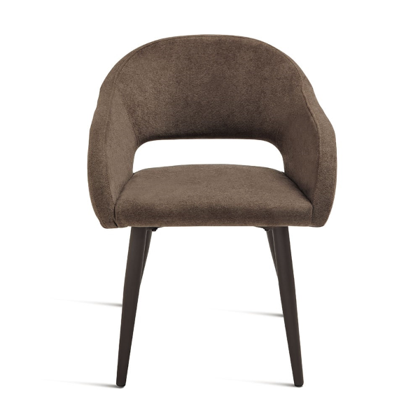 Gepolsterter Stuhl aus braunem Stoff mit Metallstruktur WEST 2 Stühle