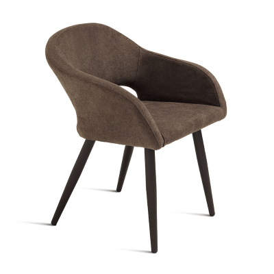 Gepolsterter Stuhl aus braunem Stoff mit Metallstruktur WEST 2 Stühle