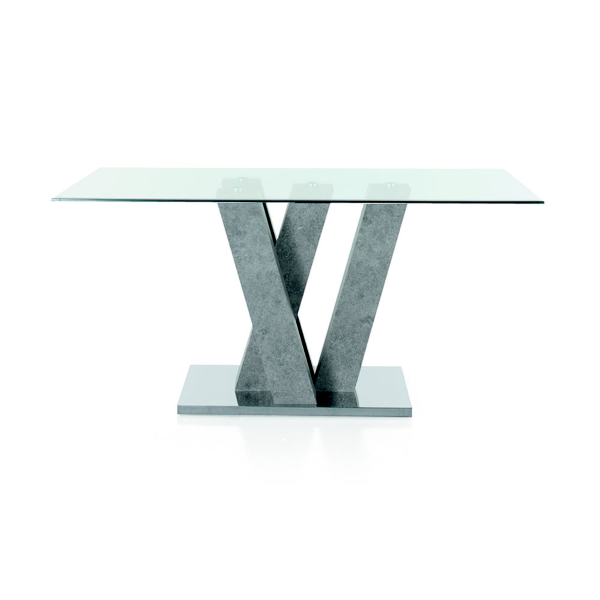 Fixed glass table and ENNIO cement wood structure