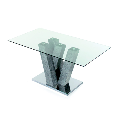 Fixed glass table and ENNIO cement wood structure