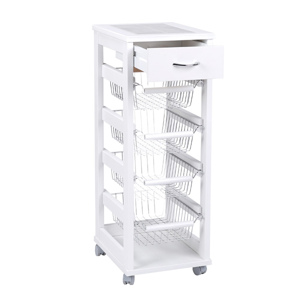 SALVASPAZIO trolley fruit bowl and white lacquered drawers