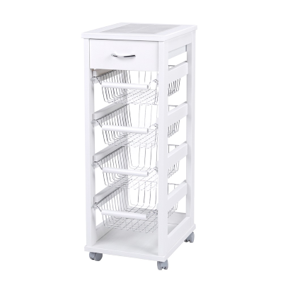 SALVASPAZIO trolley fruit bowl and white lacquered drawers