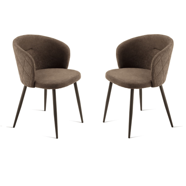 Chaise rembourrée en tissu marron et structure métallique RUMBLE 2 chaises